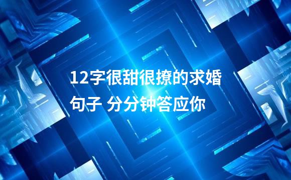 12字很甜很撩的求婚句子 分分钟答应你